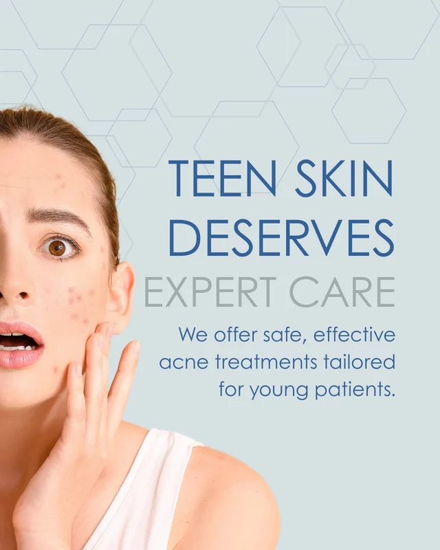Teenagers face enough challenges—acne shouldn’t be one of them.

Our dermatologists create age-appropriate, science-based treatment plans that are safe and effective for developing skin.

We’re here to help your teen feel more confident, one visit at a time.

#medicalskincare #derm #skincare #laser #antiaging #cosmetics #diagnostics #acnetreatment