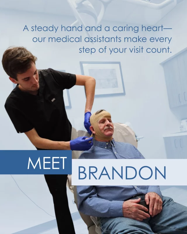This is Brandon, one of our exceptional medical assistants, carefully wrapping a surgical dressing after Mohs surgery.

It’s these behind-the-scenes moments—meticulous, compassionate, and patient-focused—that define our standard of care.

We’re proud of our entire team for delivering expert support, every step of the way.

#dermatology #cosmeticdermatology #dermatologist #laser #antiaging #cosmetics #diagnostics