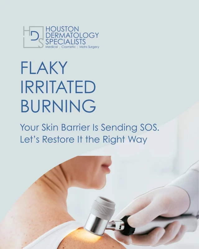 Your skin barrier is your first line of defense, and when it’s damaged, it speaks up.
Signs like dryness, stinging, redness, and sensitivity are your skin’s way of saying, “I need support.”

At Houston Dermatology Specialists, our board-certified dermatologists can identify what’s triggering your barrier issues and create a customized treatment plan. From professional-grade skincare to in-clinic treatments, we’ll help calm irritation, restore balance, and rebuild your skin’s natural strength.

✨ Healthy barrier = healthy, glowing skin.
Book your visit today: www.houstondermatologyspecialists.com or link in bio!

#houstondermatologyspecialists #skinbarrierhealth #damagedskinbarrier #sensitiveskin #skincareeducation #healthyskinjourney #dermatologyexpert #skinrepair #skincaretipsdaily #glowwithconfidence